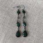 The Limited  Rose Cut Emerald Green Crystal Drop Earrings Holiday Party Christmas Photo 2