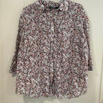 Ralph Lauren Lauren  Floral Button Down Blouse 3X Women’s Pink Black White Print Photo 0