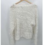 Effect Sweater Women LARGE White Stretch Long Sleeve Round Neck Pullover Knit Photo 1