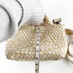 Parker & Hyde Mini Woven Tote Bag Purse with Crossbody Strap Beige Gold Metallic Photo 7