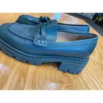 Free People Lyra Lug Sole Loafer Women's 7.5 Black Leather Slip On Round Toe S9 Photo 3