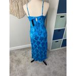 Lulus All For Love Electric Blue Floral Jacquard Midi Satin Slip Dress Medium Photo 3