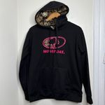 Mossy Oak  Black Hoodie Camo lined hood Pink embroidered logo women’s size XL Photo 0