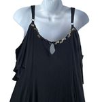 Torrid  Women Mini Shift Dress L Black Cold Shoulder Sequin‎ Gauzy Fairygoth Boho Photo 8