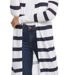 Mud Pie  NWT Striped Beau Duster Cardigan WHITE NAVY Size M/L Photo 0
