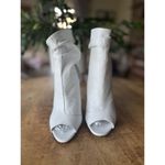 Burberry  Italy White Leather Peep Toe Slouch Booties Stiletto Heels Photo 1