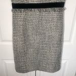 J Crew Sparkling Grey Metallic Tweed, Fringe, & Velvet Sheath Dress Size 8 Tall Silver Photo 3