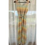 Romantic Midi Dress Sz 12 Tasseled Belt High Low Fairy Whimsy‎ Ruffle Hem Pastel Photo 5