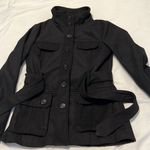Ambiance szS black button front jacket with belt needs cleaning GUC Photo 2