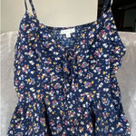 Nine Britton Smocked Tank Top XXL Plus Babydoll Adjustable Straps BEACHY Cottage Ruffle Boho Photo 0