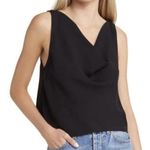Open Edit  Women's Size Small Black Cowl Neck Crepe Tank NWT Elegant Draped Top Photo 0