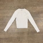 Abercrombie & Fitch  white ribbed crew neck collarbone cutout sweater Size Small Photo 2