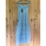 Lulus NWT  Endlessly Darling Light Blue Mesh Tiered Tie-Strap Maxi Dress Size S Photo 4