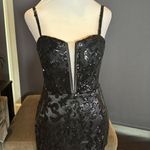 Womens Black Mermaid Fit Prom Party Formal Dress Sparkly Sequins Leg Slit Size 4 Photo 1