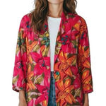 Adrianna Papell Adam Douglass 100% Silk 2 Button Bright Floral Hawaiian Jacket Blazer M Pockets Photo 0