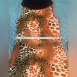 Aryeh Dark Academia Mini Dress Turtle Neck Brown Orange Cheetah Size M Lagenlook Photo 5