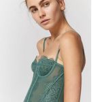 Urban Outfitters Modern Love Corset Slate Dark Green L Fairy Grunge Whimsy Lace Photo 2