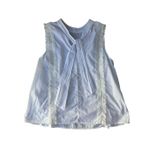 ZARA  White Eyelet Cotton Blouse with Beaded Hem Size S Photo 6