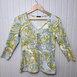J. McLaughlin  Catalina paisley V-neck 3/4 Sleeve Top Size S‎ Photo 1