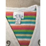 Cricket Lane Petite Women Vintage floral/Striped Sweater Vest Sz. LrgP White EUC Photo 5