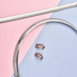 Set of 3 Omega Necklace (18 Inches), Bracelet and Earrings in Stainless Steel Silver Photo 1