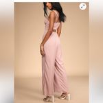 Lulus Good Press Light Pink Knotted Wide Leg Jumpsuit Size L Photo 2