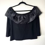 J.Crew Black Organza Ruffle Off Shoulder Knit Top Size Medium Photo 3