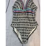 La Blanca  Size 8 One Piece Swimsuit Black White Boho Geometric Halter Back Photo 3
