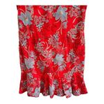 Boston Proper  Red Floral Embroidered Midi Dress‎ Flared Hem Sz 18 Mesh Overlay Photo 2