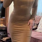 Turtleneck midi sweater dress Tan Size L Photo 0