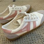 Gola Women's White Pink Sneakers Suede Leather Overlay Size 8 Badminton Classic Photo 1