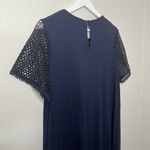 Loft NWT Outlet Crochet Floral Top Short Sleeve Mini Dress Navy Blue Size Medium Photo 5