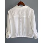 No Comment  White Pullover Button Front Elastic Waist Long Tab Sleeves XL NWT Photo 3