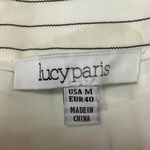 Lucy Paris  White Black Striped High Rise Belted Straight Cropped Trouser Pants M Photo 4