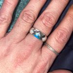 Italian Stamped Sterling Silver With Turquoise and Mother of Pearl Inlay Ring Size 8 Photo 1