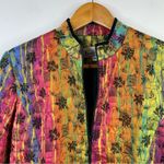 Vintage 80s Elliott Lauren Rainbow Boho Artsy Floral Quilted Zip Up Jacket 6 M Multiple Photo 1