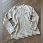Open Edit Elegant Women's V-Neck Sweater in Gray Photo 4