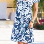 Soft Surroundings Shapely Anywhere Blue Floral Faux Wrap Dress Size Large Photo 0