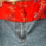 I.N.C Y2K Bootcut Jeans Red Satin Embroidered Oriental Waistband 8 No Stretch Blue Photo 12