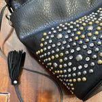 Vegan Leather Rhinestone Stud Bucket Bag Black Photo 5