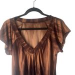 Agenda‎ Y2k Women's Size Large Brown 2000s V Neck Blouse Photo 1