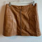 Free People NEW BROWN HIGH WAIST A-LINE VEGAN LEATHER MINI SKIRT SIZE 4 Photo 3