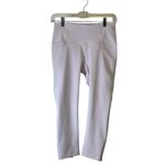 Apana Women's Cropped Capri Leggings Sz Small White Purple Hue Criss-Cross Hem # Photo 1