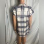 Want And Need Plaid Mini Dress Size M Lace up Front Red Blue and White Rayon Size M Photo 3