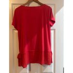 Ivanka Trump  Red Short Sleeve Tiered Hem Tunic Top Tie Detail Size L G Photo 5