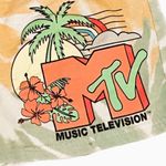 MTV Orange Tie Dye Tropical Print Graphic Fleece Shorts ~ Women's Size LARGE Photo 3