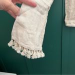 ZARA  button down beige linen fringe top Photo 9