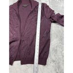 St. John Purple Plum Knit Cardigan Sweater Open Front Floral Pattern Medium Photo 9