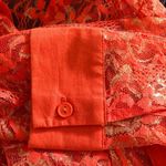 Bongo  Y2K Flair Coral Lace Subtle Silver Metallic Collar Button-Up Shirt Medium Photo 9