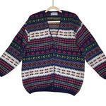 EDINBURGH Lambswool Cardigan Sz M VTG 80's Oversize Holiday Cozy Made Scotland Black Size M Photo 0